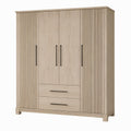 Armario de madera con 3 puertas y 2 cajones de roble natural