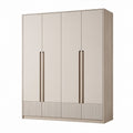 Armario de 4 puertas de MDF y madera chapada beige 200x150x60 cm