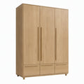 Armario de madera con 3 puertas y 3 cajones de roble