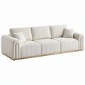 Sofá de tela de poliéster con base de madera, 220cm beige