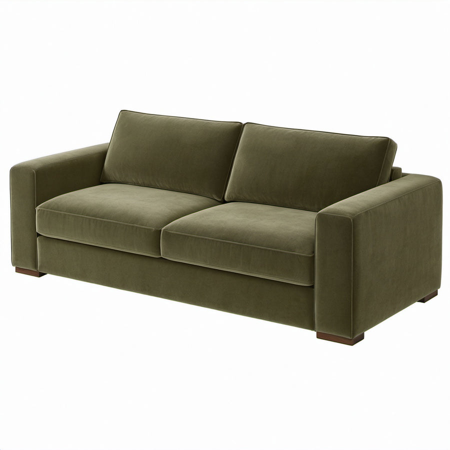 Sofá de tres plazas de terciopelo verde oliva 200x90x80 cm