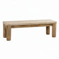 Banco de travertino y madera 120x35x45 cm beige