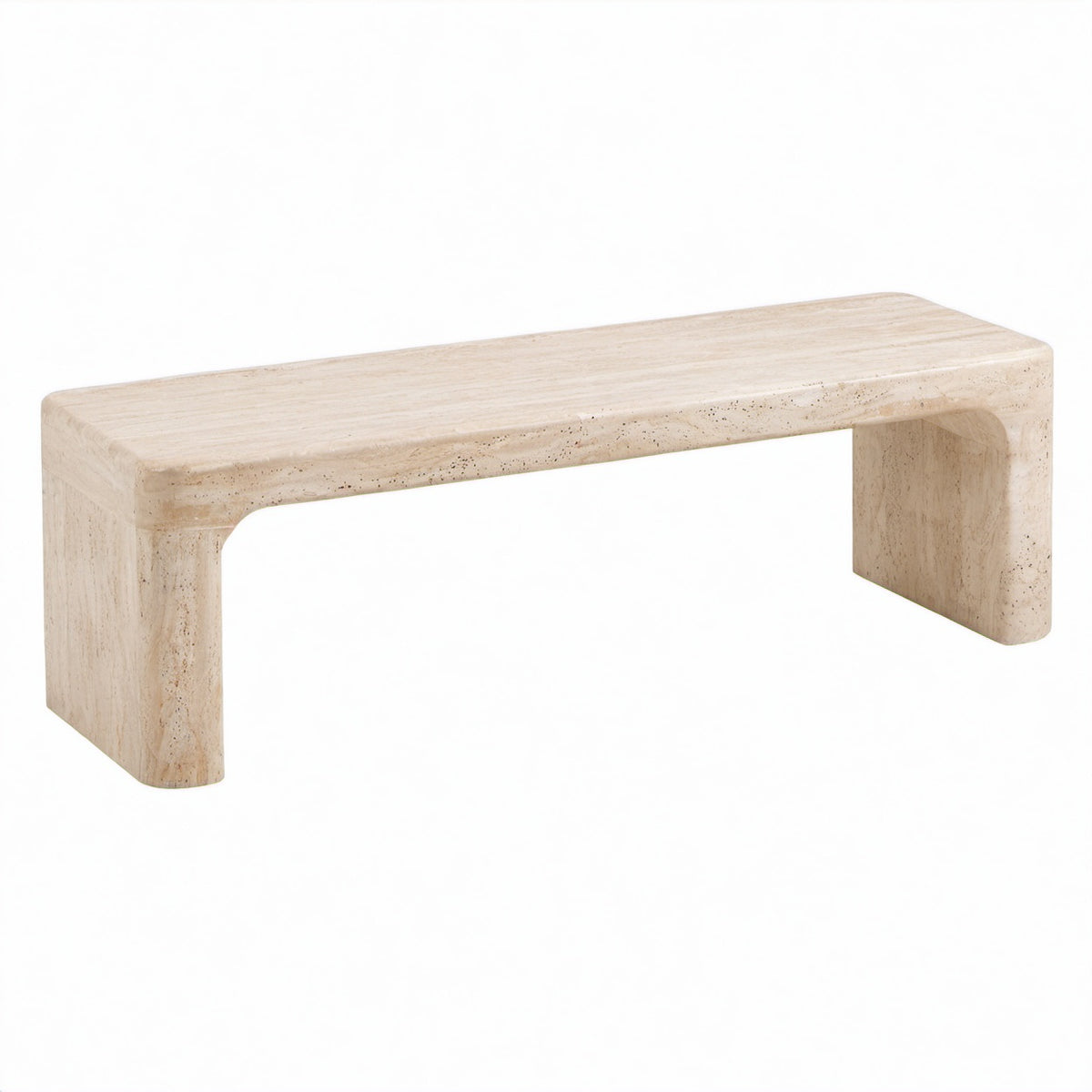 Banco de travertino sólido 120x35x40 cm beige