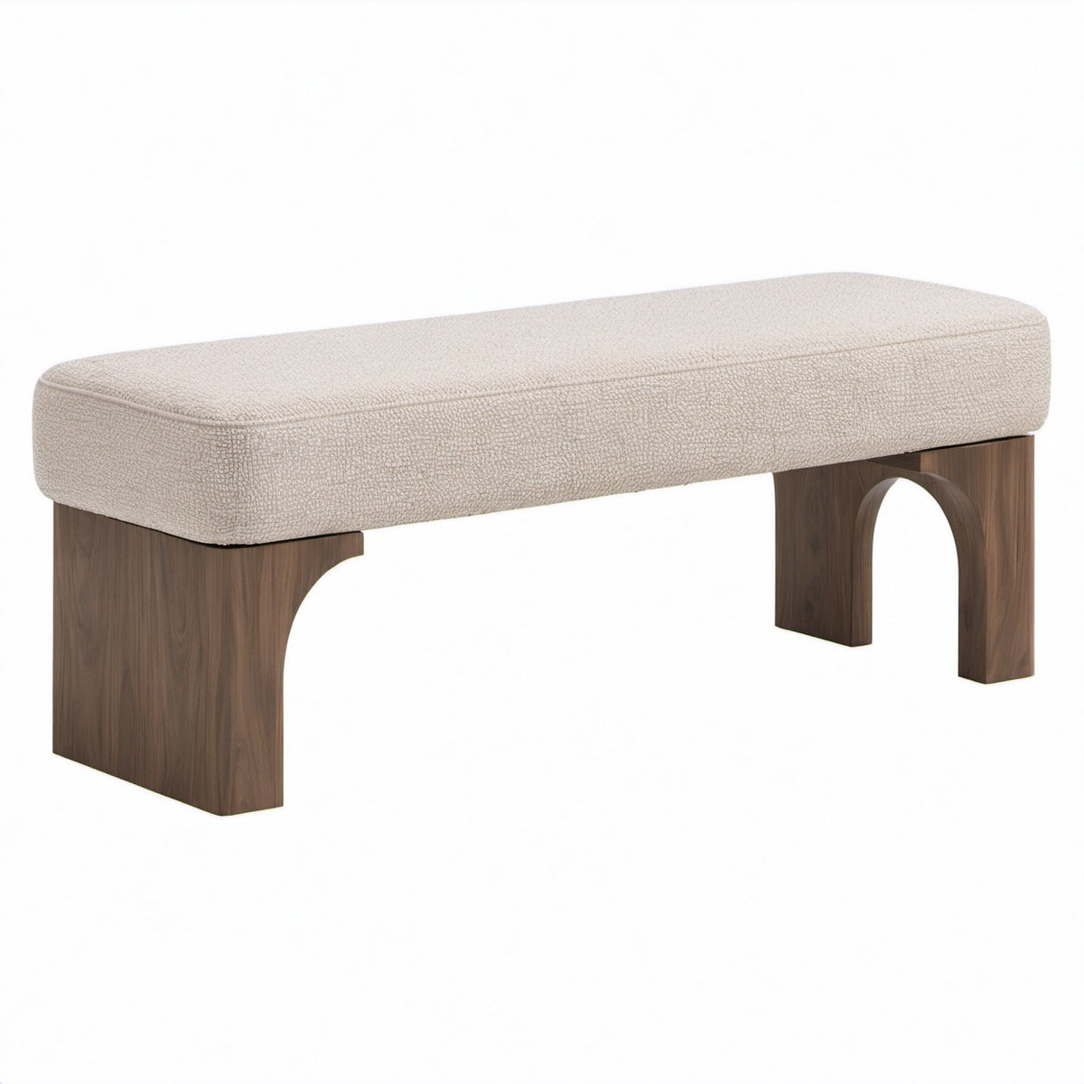Banco de madera y poliéster beige 120x40x45 cm
