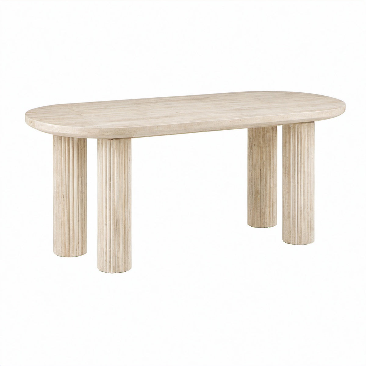 Mesa de mármol travertino ovalada 180x90x75 cm beige
