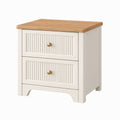 Mesita de noche de madera y MDF con encimera de roble, 60x40x50 cm, blanco y madera