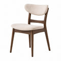 Silla de comedor de tela beige y madera de nogal