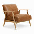 Sillón de Cuero Sintético Marrón con Estructura de Roble