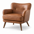 Sillón de Cuero Sintético Marrón con Patas de Madera