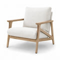 Sillón de madera de roble y tejido beige 80x75x85 cm
